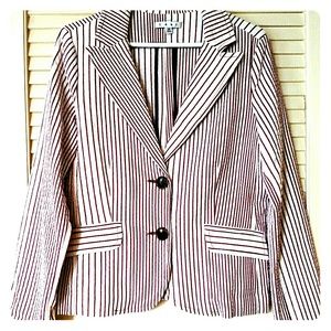 CAbi Women's Red & White Seersucker Blazer Size 12